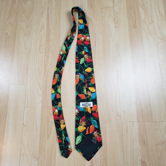 Vintage Garfield Christmas Neck Tie Polyester Lights Xmas Paws Addiction - Picture 7 of 7